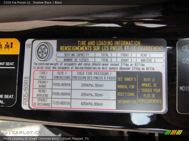 Shadow Black / Black 2009 Kia Rondo LX