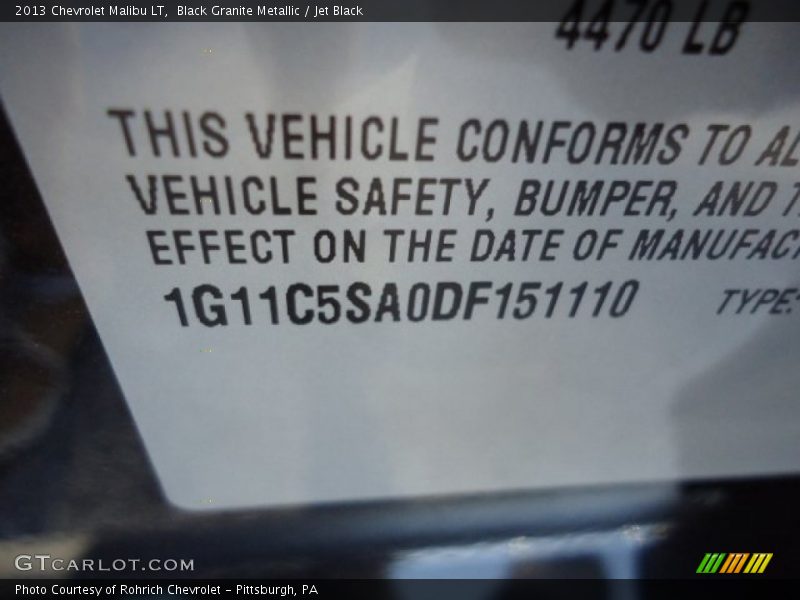 Black Granite Metallic / Jet Black 2013 Chevrolet Malibu LT
