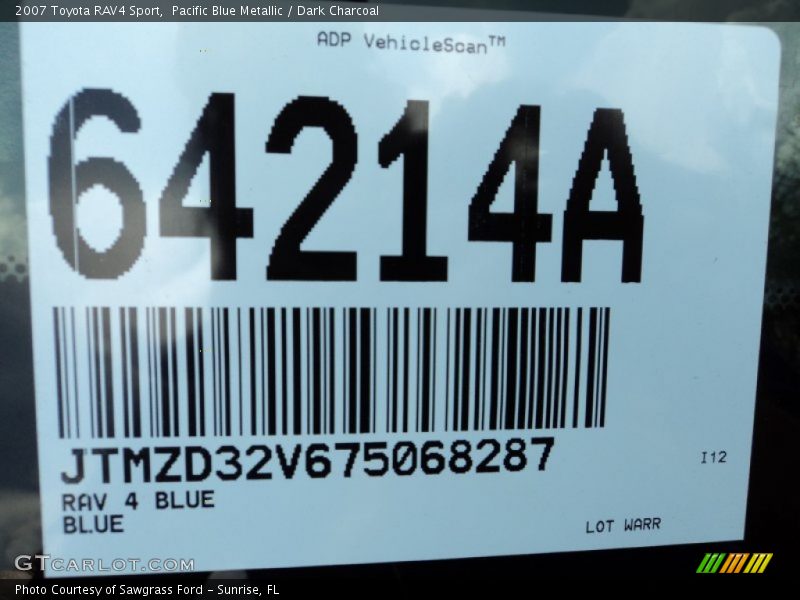 Pacific Blue Metallic / Dark Charcoal 2007 Toyota RAV4 Sport