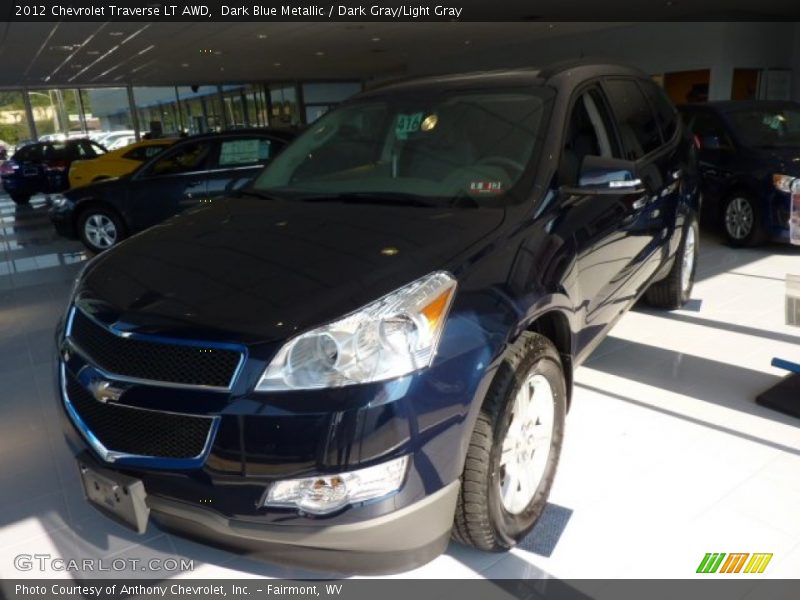 Dark Blue Metallic / Dark Gray/Light Gray 2012 Chevrolet Traverse LT AWD