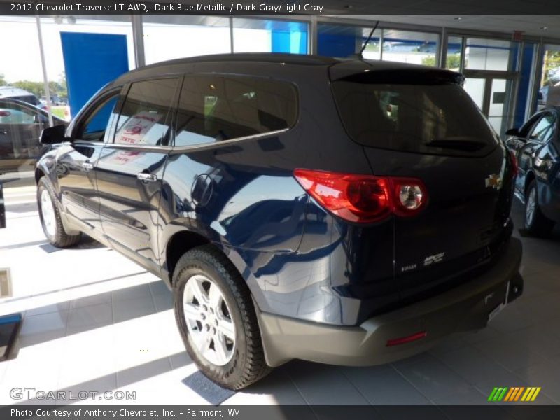 Dark Blue Metallic / Dark Gray/Light Gray 2012 Chevrolet Traverse LT AWD