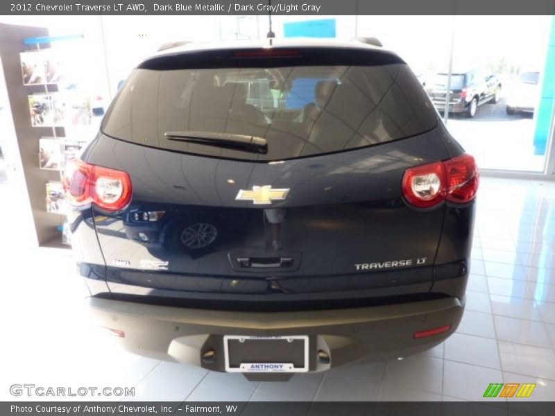 Dark Blue Metallic / Dark Gray/Light Gray 2012 Chevrolet Traverse LT AWD