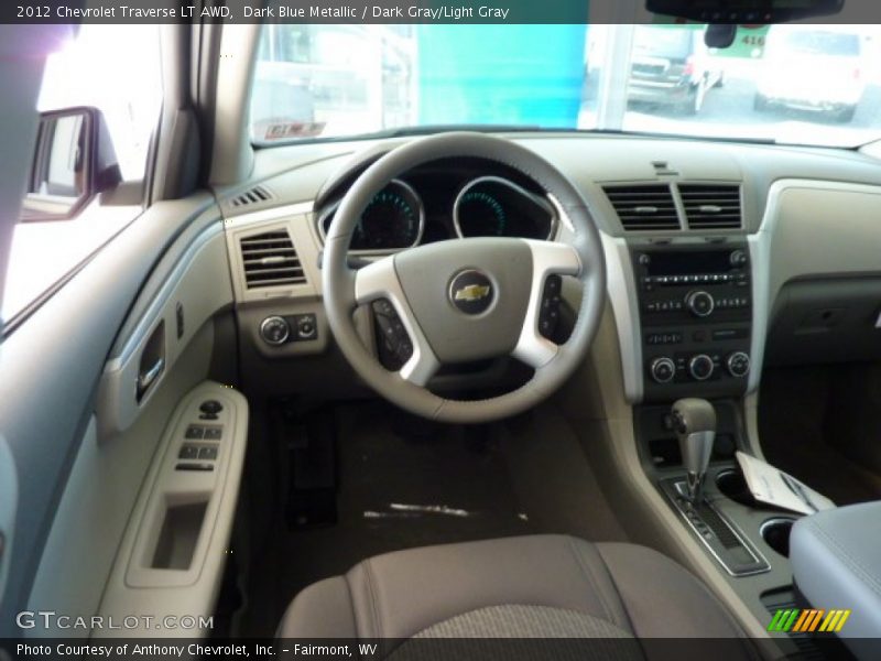 Dark Blue Metallic / Dark Gray/Light Gray 2012 Chevrolet Traverse LT AWD
