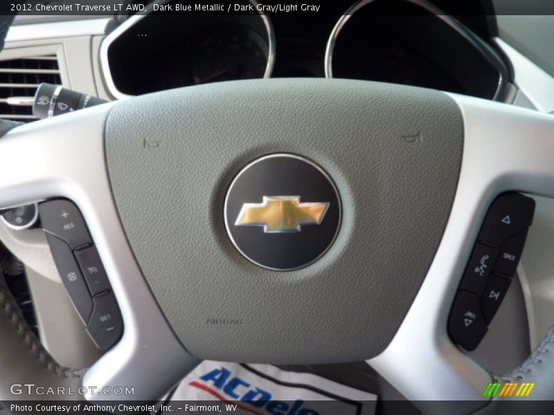 Dark Blue Metallic / Dark Gray/Light Gray 2012 Chevrolet Traverse LT AWD