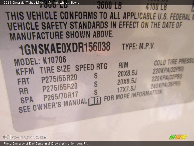 Summit White / Ebony 2013 Chevrolet Tahoe LS 4x4