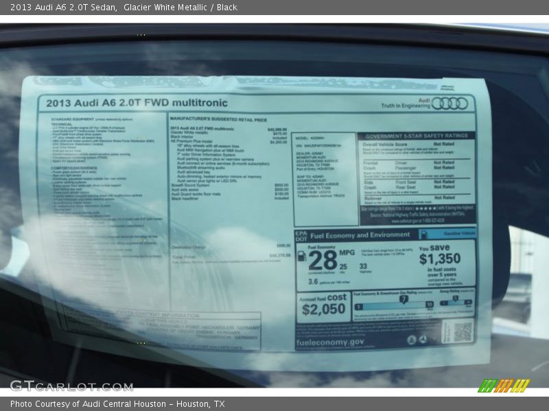Glacier White Metallic / Black 2013 Audi A6 2.0T Sedan