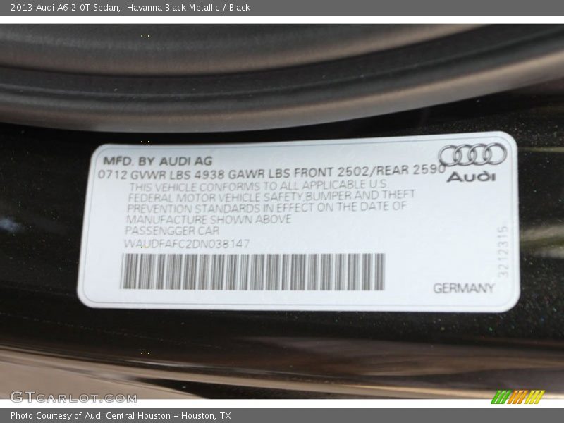 Havanna Black Metallic / Black 2013 Audi A6 2.0T Sedan