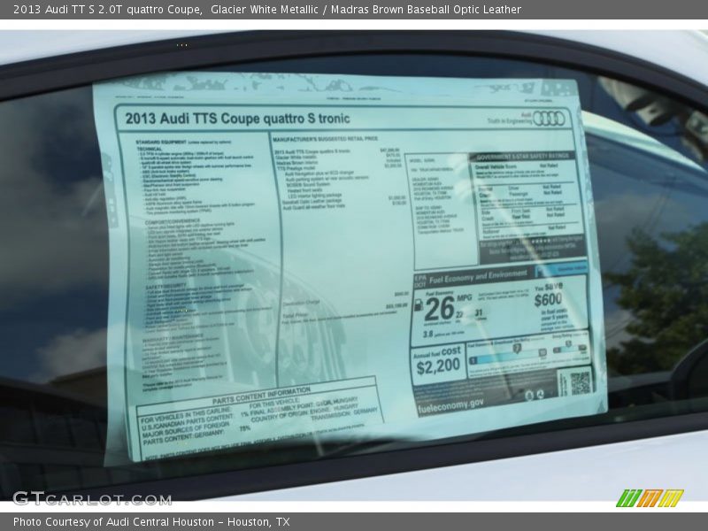  2013 TT S 2.0T quattro Coupe Window Sticker