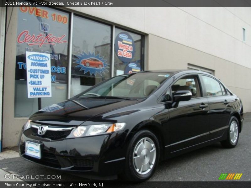 Crystal Black Pearl / Gray 2011 Honda Civic Hybrid Sedan