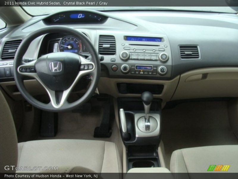 Crystal Black Pearl / Gray 2011 Honda Civic Hybrid Sedan