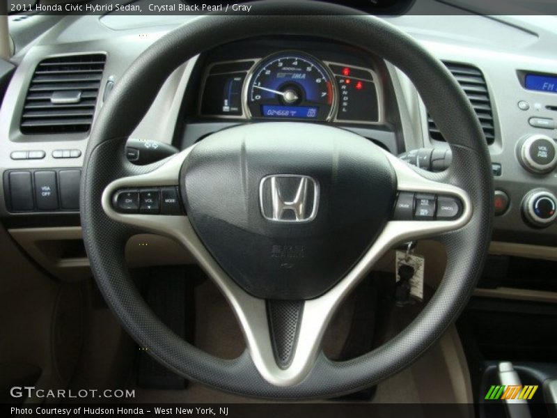 Crystal Black Pearl / Gray 2011 Honda Civic Hybrid Sedan