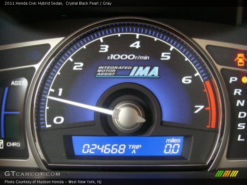 Crystal Black Pearl / Gray 2011 Honda Civic Hybrid Sedan
