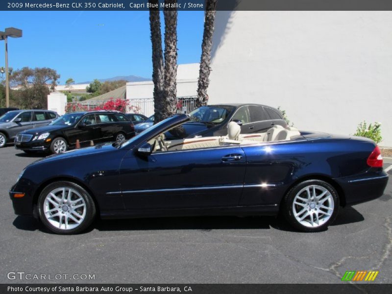 Capri Blue Metallic / Stone 2009 Mercedes-Benz CLK 350 Cabriolet