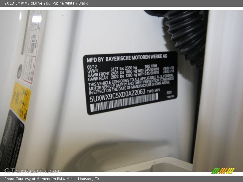 Alpine White / Black 2013 BMW X3 xDrive 28i