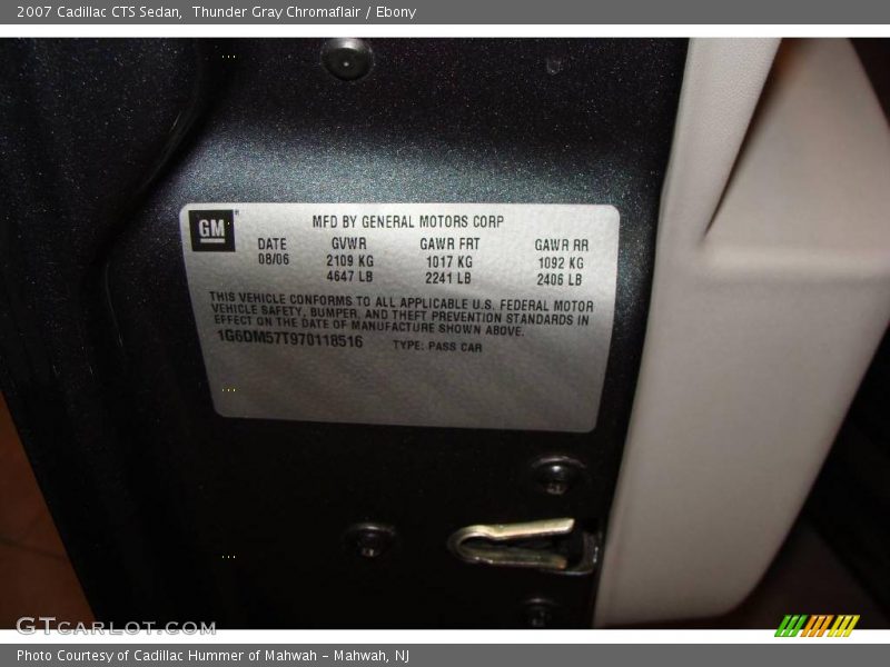 Thunder Gray Chromaflair / Ebony 2007 Cadillac CTS Sedan