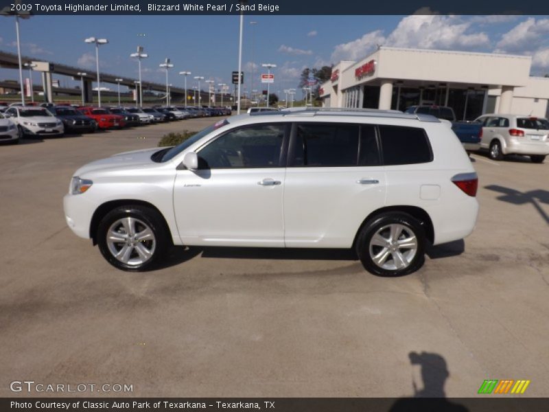 Blizzard White Pearl / Sand Beige 2009 Toyota Highlander Limited