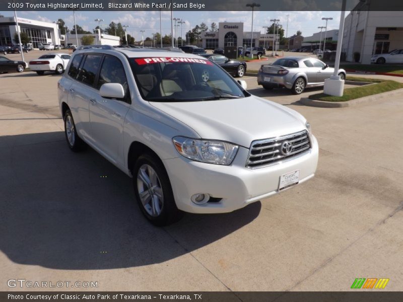 Blizzard White Pearl / Sand Beige 2009 Toyota Highlander Limited