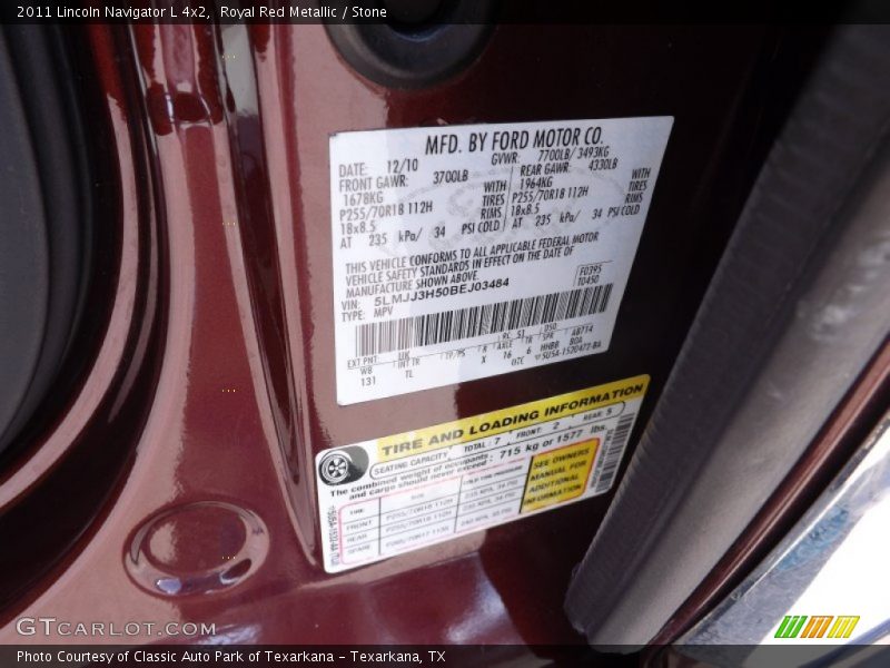 Royal Red Metallic / Stone 2011 Lincoln Navigator L 4x2