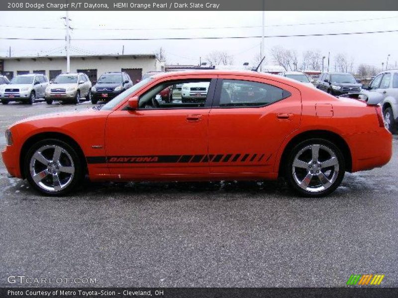 HEMI Orange Pearl / Dark Slate Gray 2008 Dodge Charger R/T Daytona