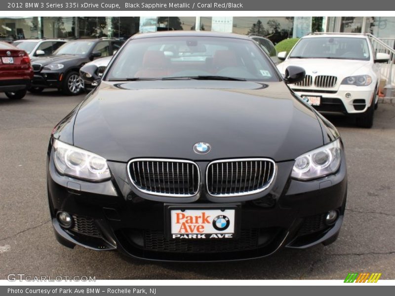 Black Sapphire Metallic / Coral Red/Black 2012 BMW 3 Series 335i xDrive Coupe