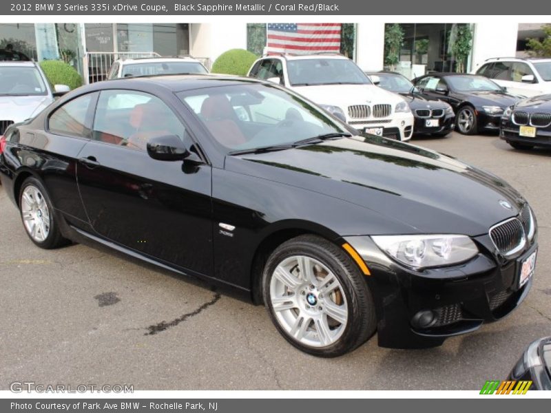 Black Sapphire Metallic / Coral Red/Black 2012 BMW 3 Series 335i xDrive Coupe