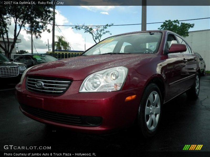 Ruby Red / Gray 2007 Kia Optima LX