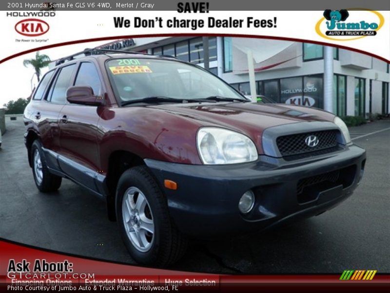 Merlot / Gray 2001 Hyundai Santa Fe GLS V6 4WD