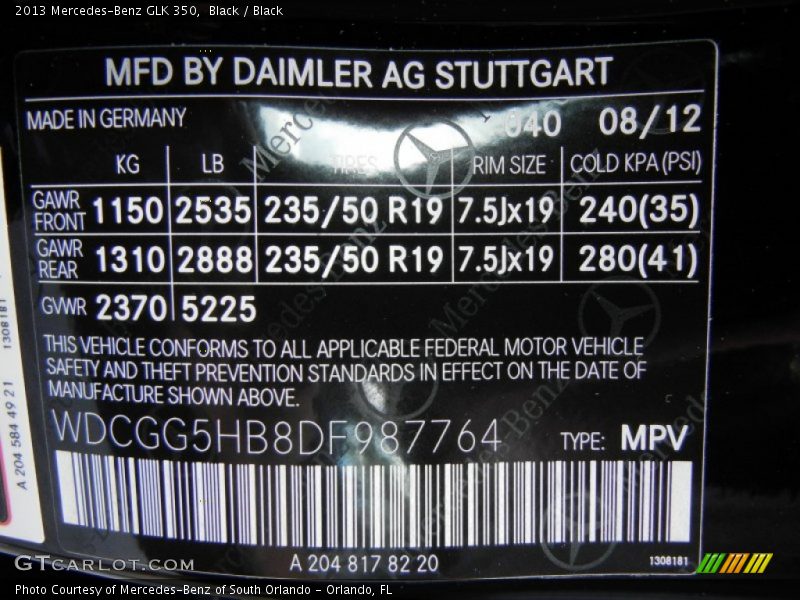 Black / Black 2013 Mercedes-Benz GLK 350