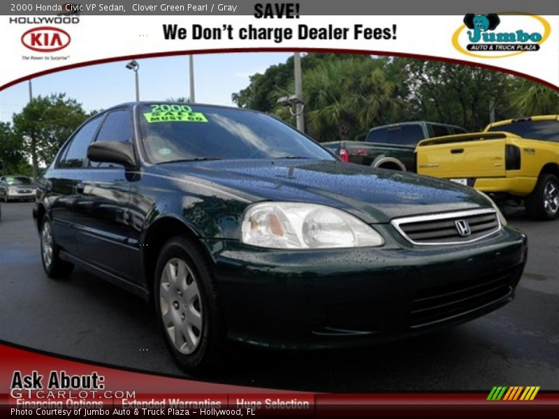 Clover Green Pearl / Gray 2000 Honda Civic VP Sedan