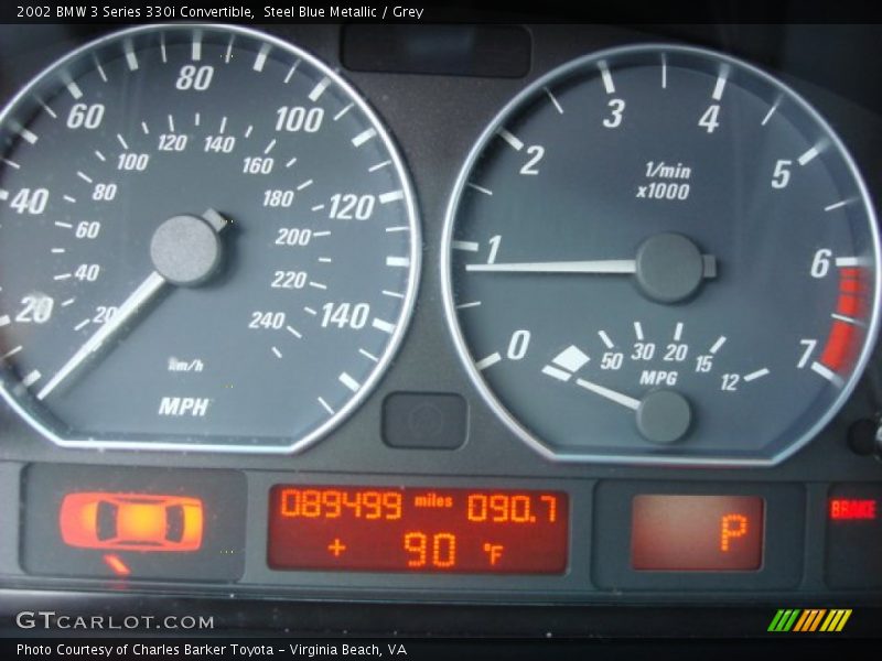 Steel Blue Metallic / Grey 2002 BMW 3 Series 330i Convertible