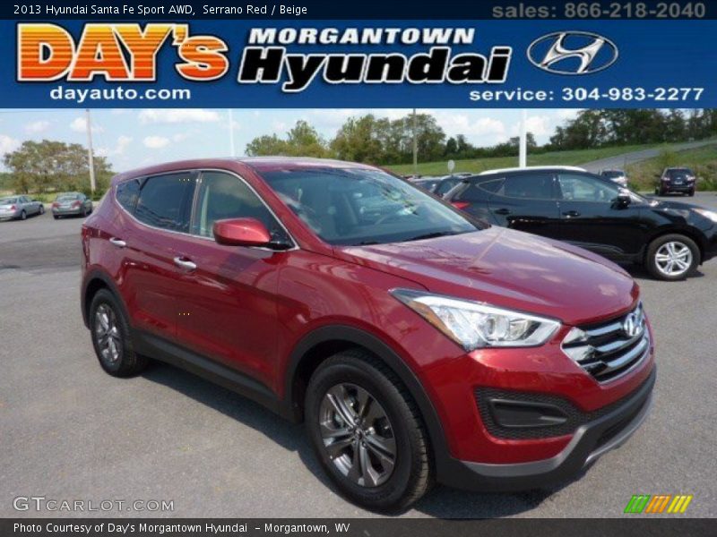 Serrano Red / Beige 2013 Hyundai Santa Fe Sport AWD