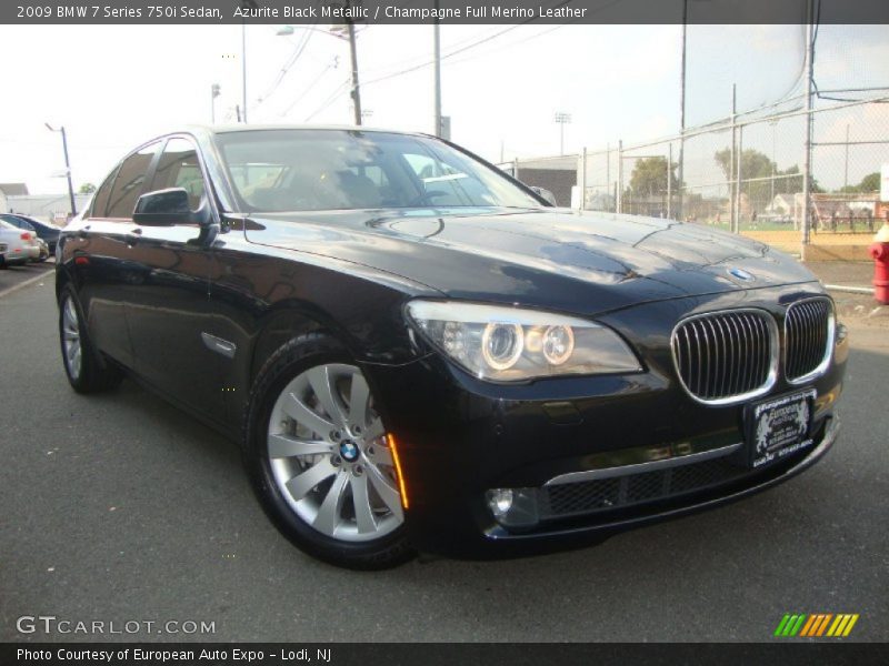 Azurite Black Metallic / Champagne Full Merino Leather 2009 BMW 7 Series 750i Sedan