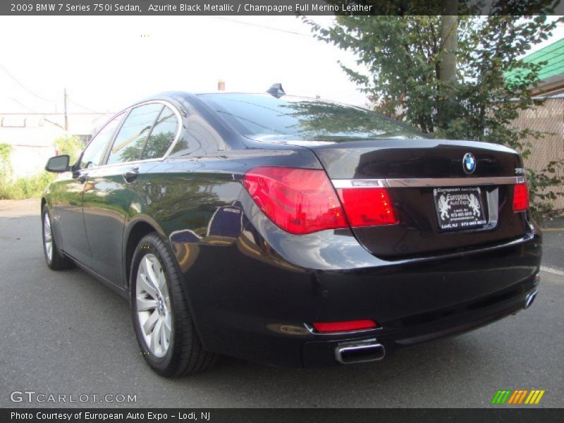 Azurite Black Metallic / Champagne Full Merino Leather 2009 BMW 7 Series 750i Sedan