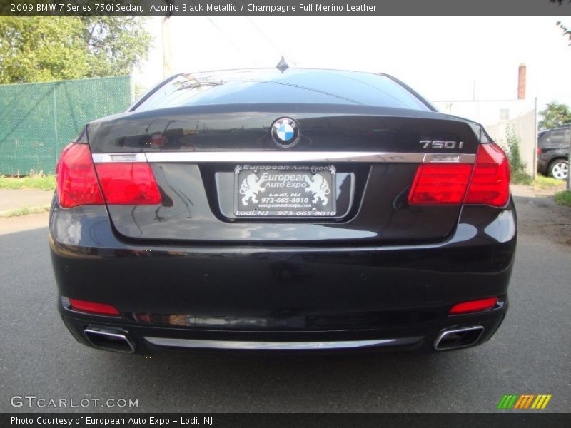 Azurite Black Metallic / Champagne Full Merino Leather 2009 BMW 7 Series 750i Sedan
