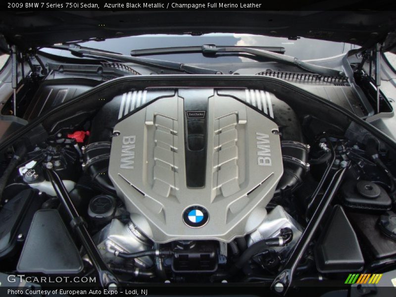 Azurite Black Metallic / Champagne Full Merino Leather 2009 BMW 7 Series 750i Sedan