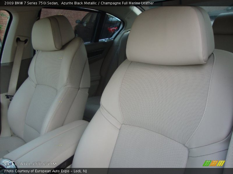 Azurite Black Metallic / Champagne Full Merino Leather 2009 BMW 7 Series 750i Sedan