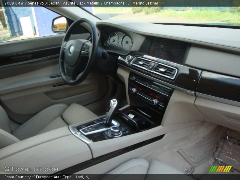 Azurite Black Metallic / Champagne Full Merino Leather 2009 BMW 7 Series 750i Sedan