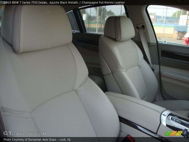Azurite Black Metallic / Champagne Full Merino Leather 2009 BMW 7 Series 750i Sedan