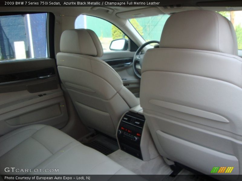 Azurite Black Metallic / Champagne Full Merino Leather 2009 BMW 7 Series 750i Sedan