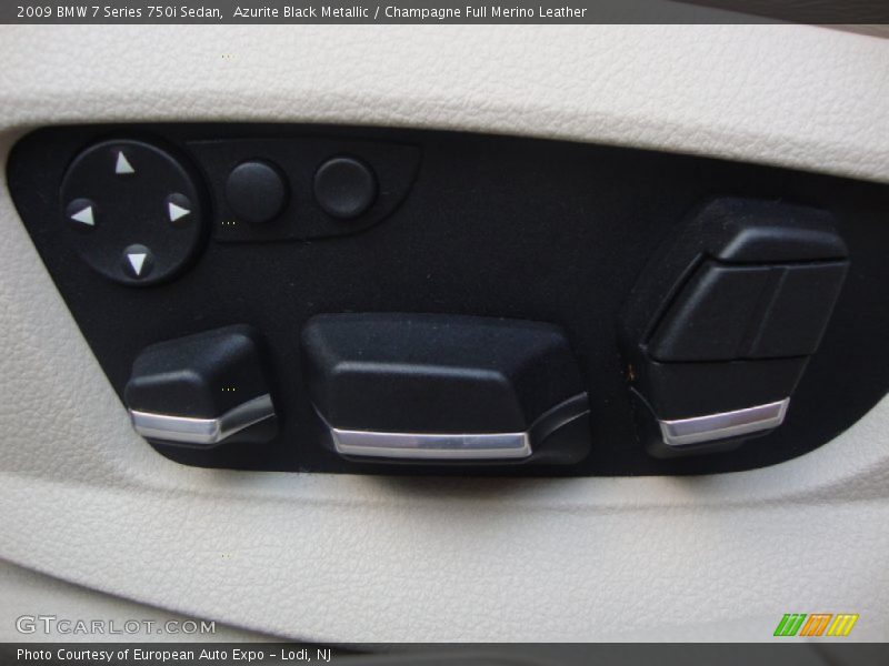 Azurite Black Metallic / Champagne Full Merino Leather 2009 BMW 7 Series 750i Sedan