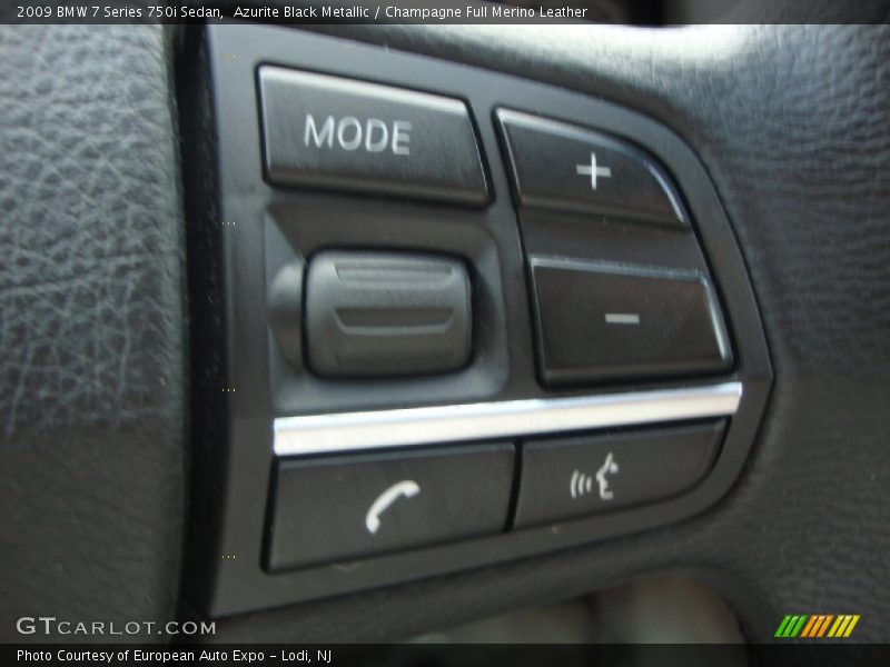 Azurite Black Metallic / Champagne Full Merino Leather 2009 BMW 7 Series 750i Sedan