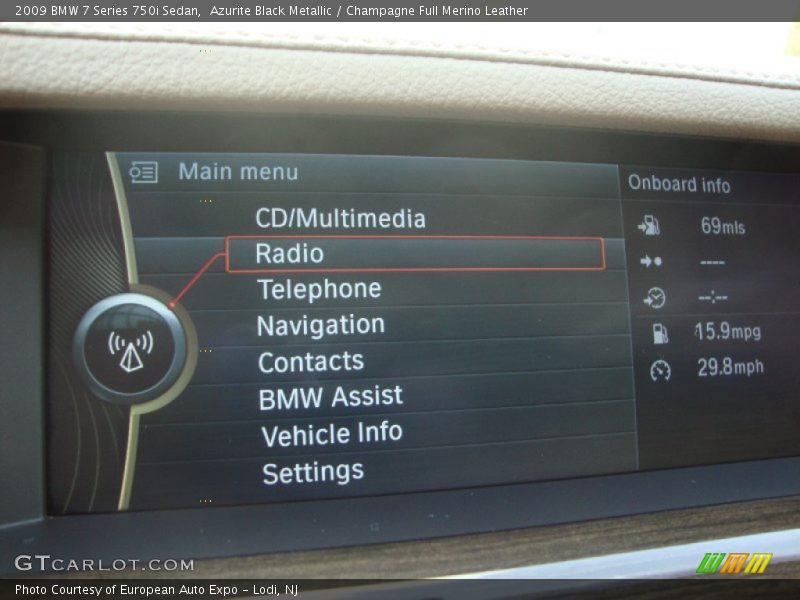 Azurite Black Metallic / Champagne Full Merino Leather 2009 BMW 7 Series 750i Sedan