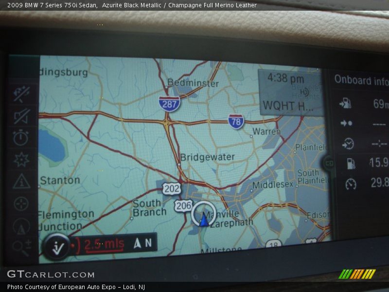 Azurite Black Metallic / Champagne Full Merino Leather 2009 BMW 7 Series 750i Sedan