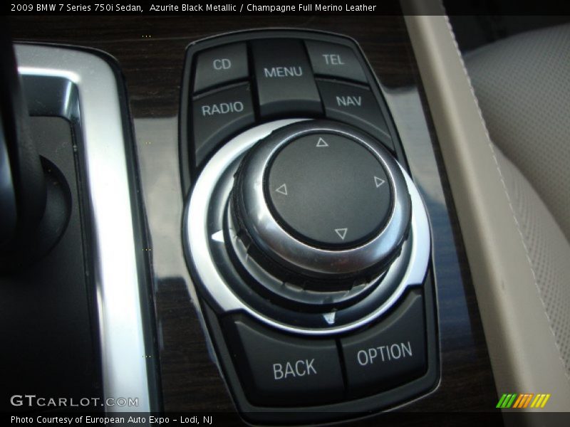 Azurite Black Metallic / Champagne Full Merino Leather 2009 BMW 7 Series 750i Sedan