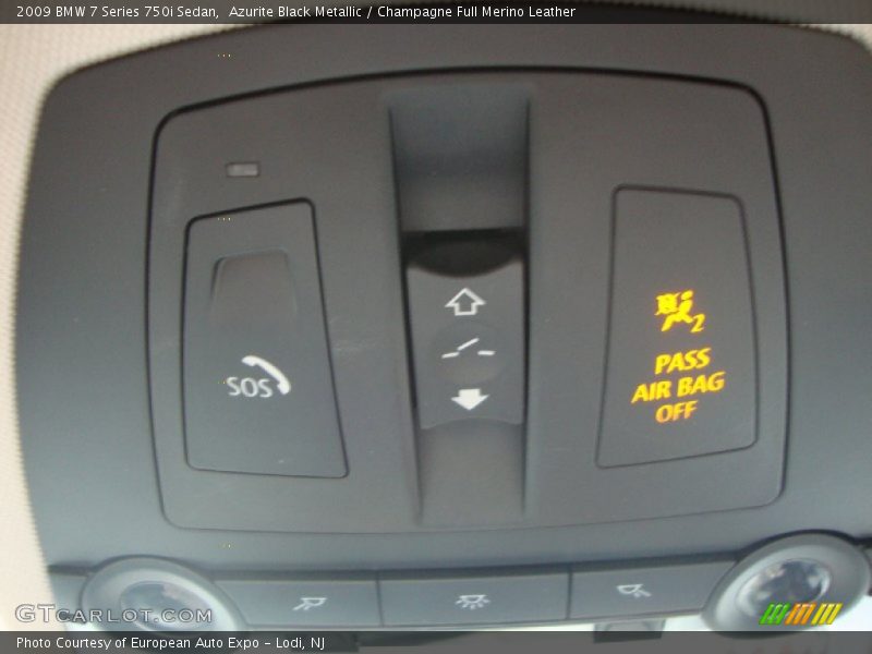 Azurite Black Metallic / Champagne Full Merino Leather 2009 BMW 7 Series 750i Sedan