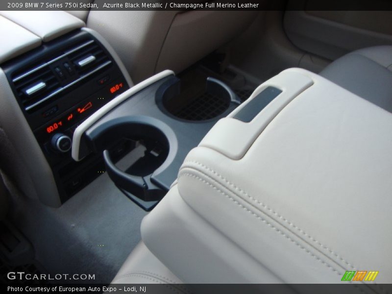 Azurite Black Metallic / Champagne Full Merino Leather 2009 BMW 7 Series 750i Sedan