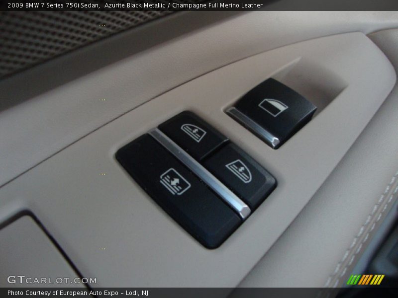 Azurite Black Metallic / Champagne Full Merino Leather 2009 BMW 7 Series 750i Sedan
