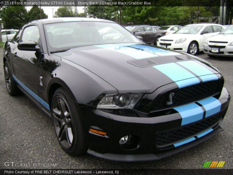 Ebony Black / Charcoal Black/Grabber Blue 2011 Ford Mustang Shelby GT500 Coupe