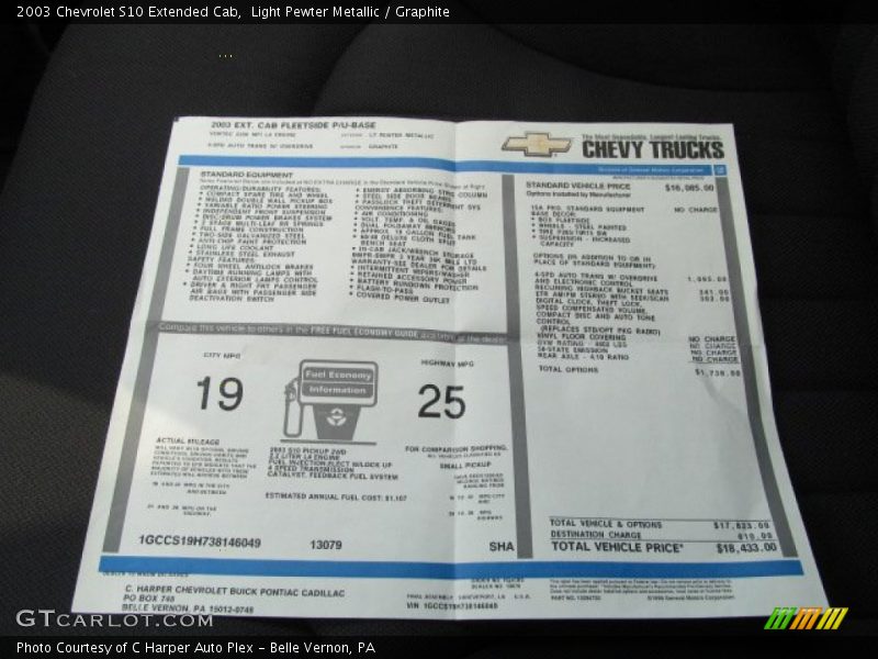 Light Pewter Metallic / Graphite 2003 Chevrolet S10 Extended Cab