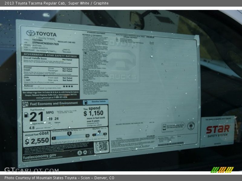 Super White / Graphite 2013 Toyota Tacoma Regular Cab